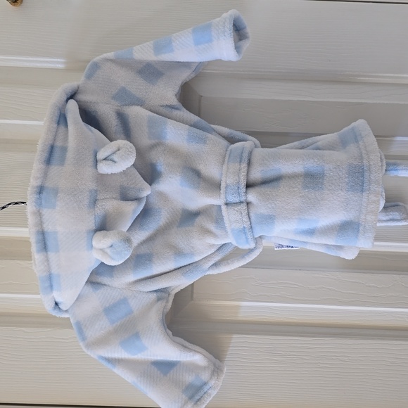 MAX & OLIVIA MINI BLUE AND WHITE TODDLER BOYS OR GIRLS HOODED ROBE SIZE 2T - Picture 10 of 10